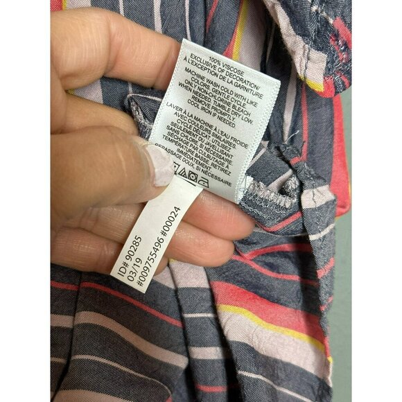 Express Women's Large Striped Off Shoulder Flowy Tie Front Boho Crop Top - Picture 5 of 10